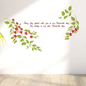 꽃줄기 플라워 벽 장식 그래픽 스티커